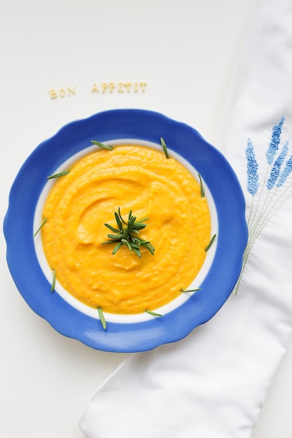 Pumpkin soup in a plate