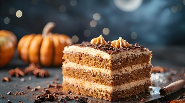 Pumpkin Spice Layer Cake in Moonlit Pumpkin Patch Backdrop