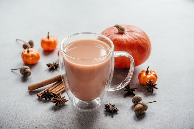 Pumpkin spiced latte with cinnamon and anise stars