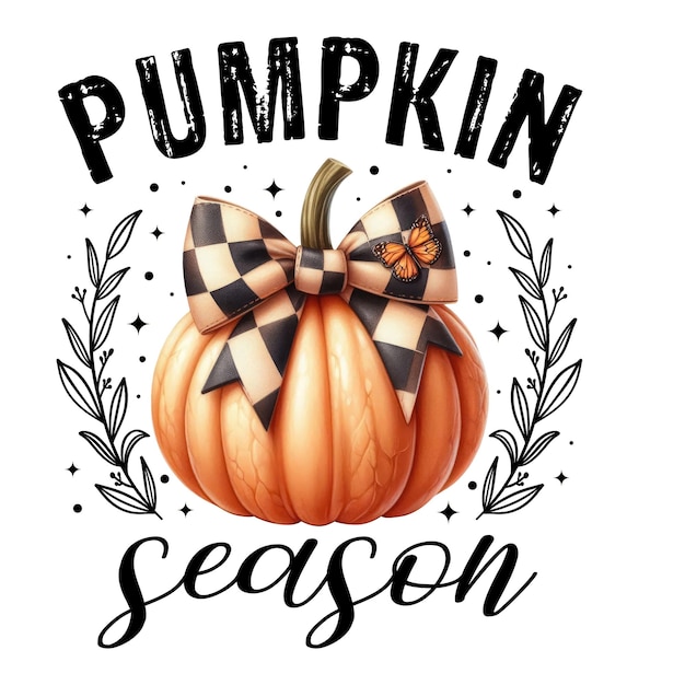 Photo a pumpkin with a bow on it that says pumpkin season