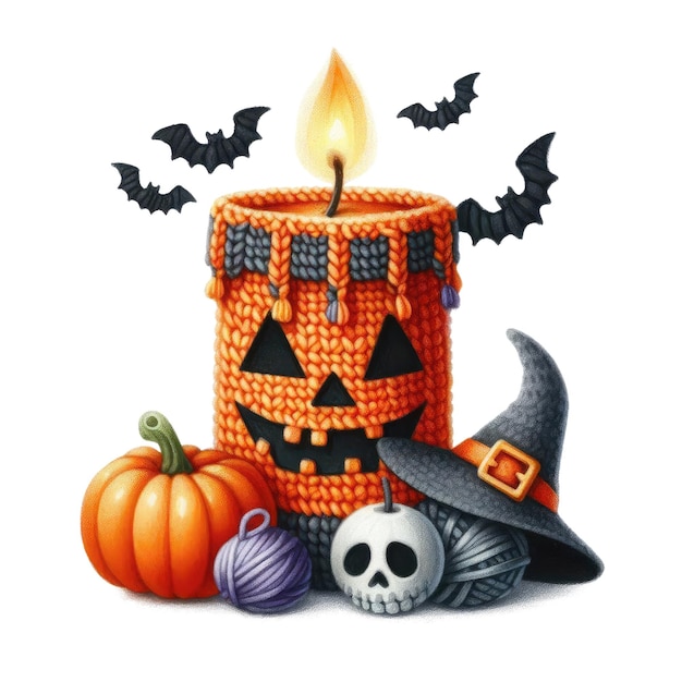 a pumpkin with a candle that says halloween on it