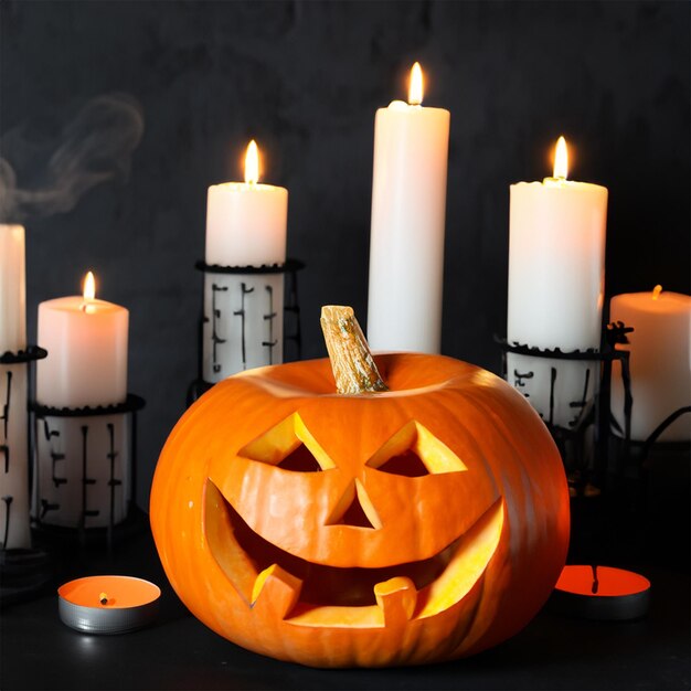 Pumpkin with candles