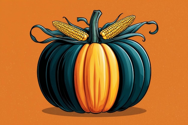 Pumpkin with corn on it