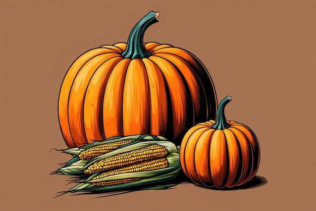 Photo pumpkin with corn on it