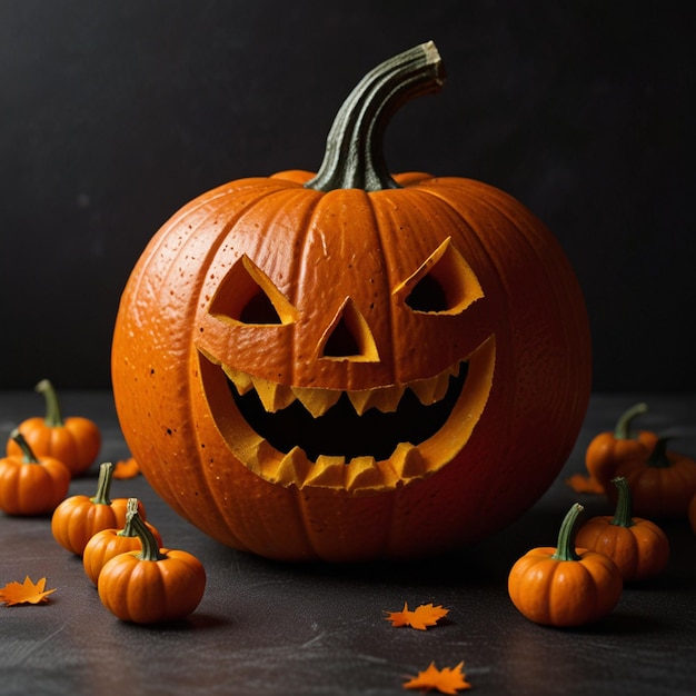 a pumpkin with a face carved into it