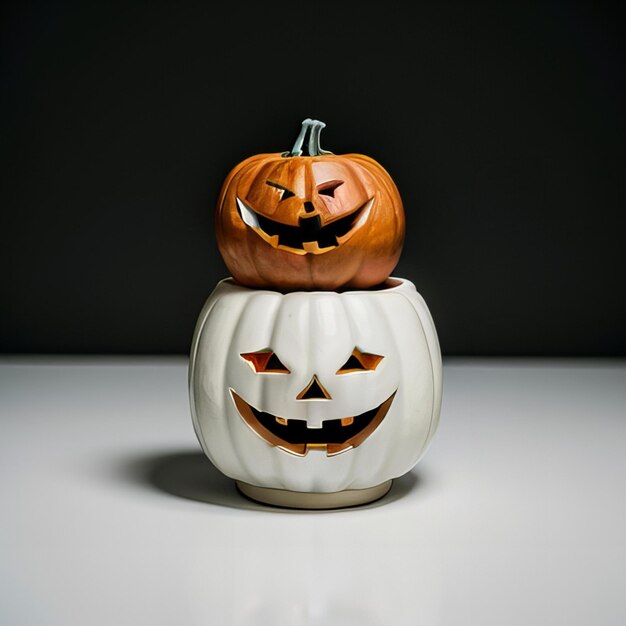 Photo a pumpkin with a face that says  gourds  on it