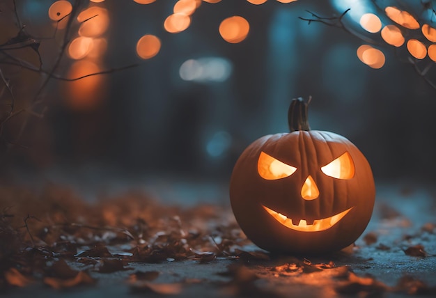 a pumpkin with a face that says halloween on it