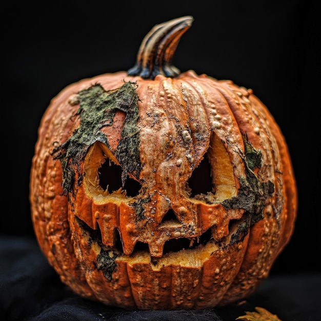 Photo a pumpkin with a face that says  scary  on it