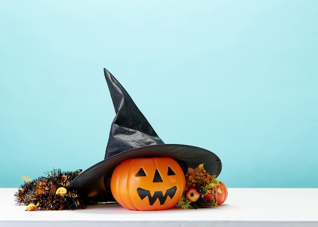 pumpkin with hat decoration for Halloween