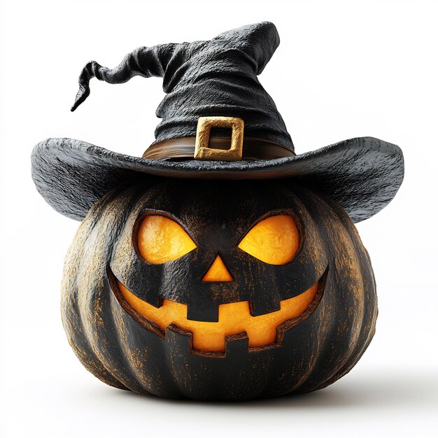 Photo a pumpkin with a witch hat on it that says  halloween