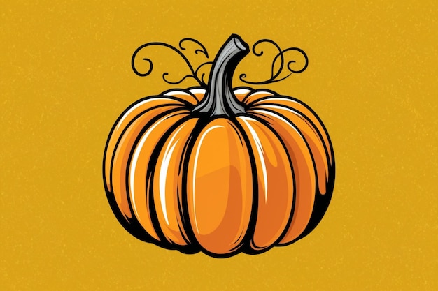 Photo pumpkin on yellow background for thanksgiving design