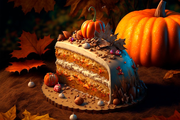 Pumpkins Cake Birthday Cake A pumpkins cake with cream frosting and a sprinkle of walnuts