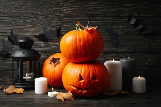 Pumpkins and halloween accessories