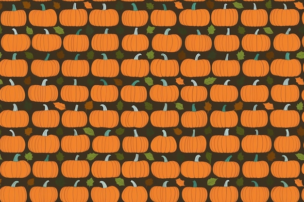 Photo pumpkins and leaves pattern for halloween