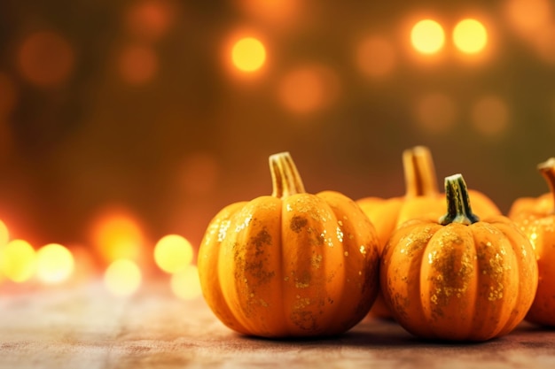 Pumpkins on an orange background 1