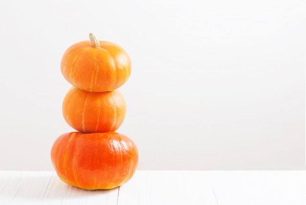 Pumpkins on white background