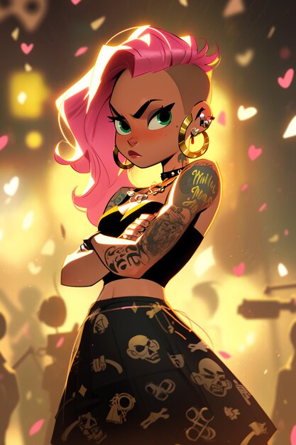 Punk Princess Whimsy Playful Cartoon Character