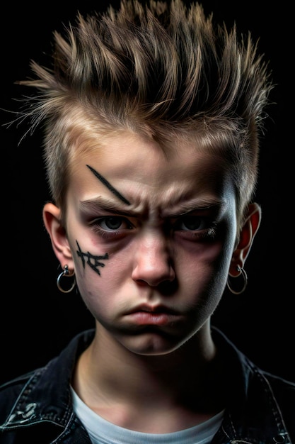 Punk teenager with an attitude of defiance and anger