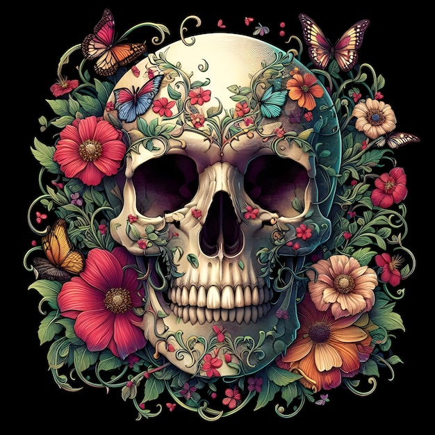 Punky Skull Vector illustration drawing for TShirts