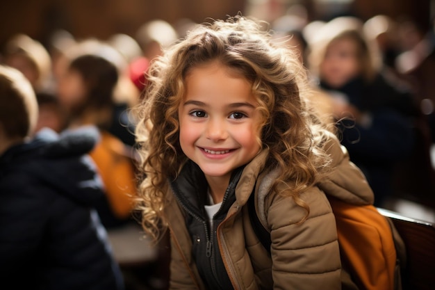 pupil girl at the desk in classroom Back to school concept