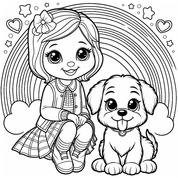 Puppy cartoon coloring page for kids