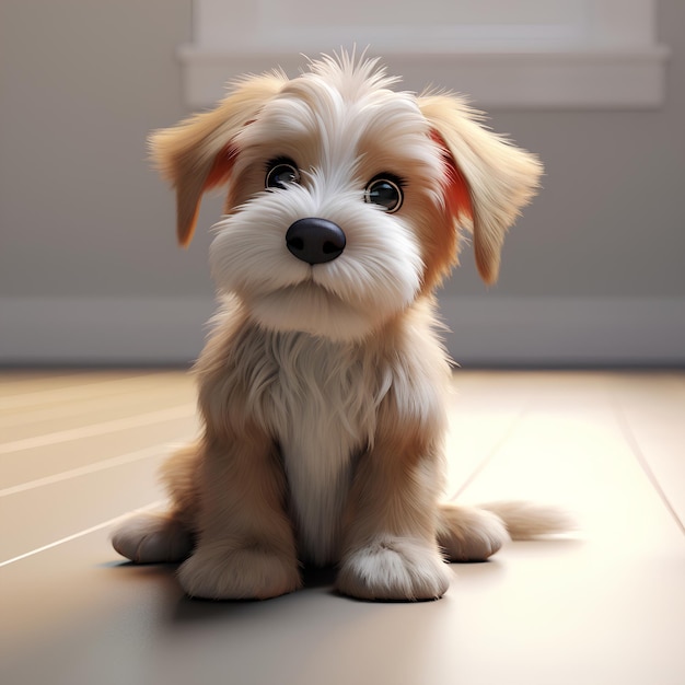 a puppy that is sitting on the floor