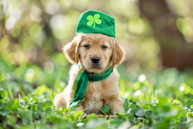 Puppy Wearing Festive Irish Outfit Celebrates St