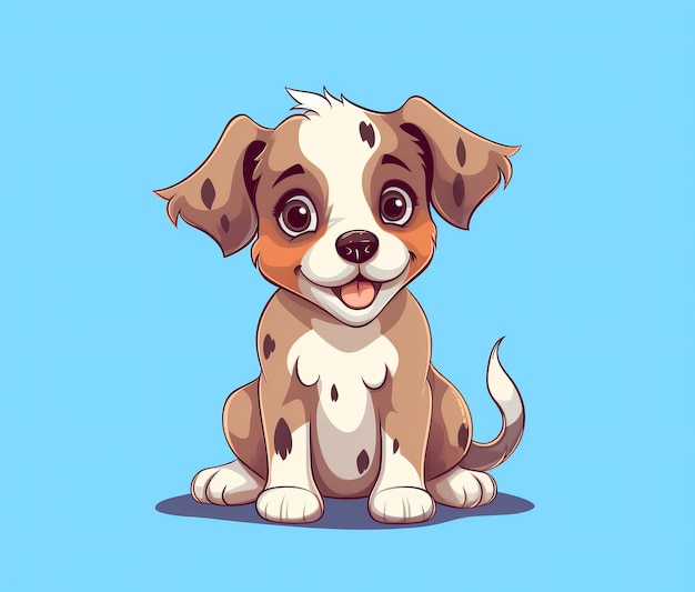 A puppy with a blue background that says'puppy'on it '