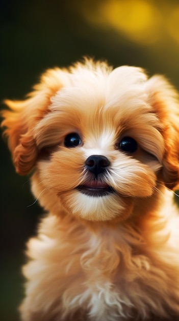 A puppy with a fluffy face and long hair.