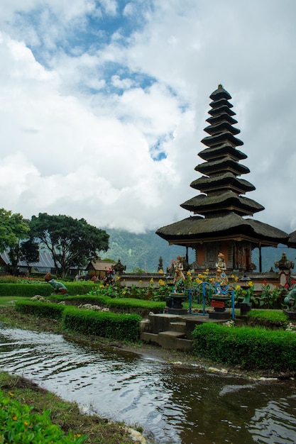 Pura Ulun Danu Bratan Famous Hindu temple on Bratan lake in Bali Indonesia