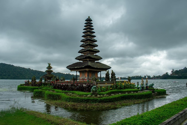 Pura Ulun Danu Bratan Famous Hindu temple on Bratan lake in Bali Indonesia