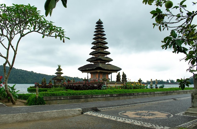 Pura Ulun Danu Bratan Famous Hindu temple on Bratan lake in Bali Indonesia