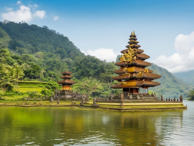 Pura Ulun Danu Bratan Hindu temple major Shaivite water temple on Bali Indonesia