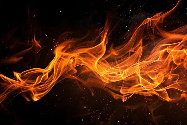 Pure Black Background with Burning Flame