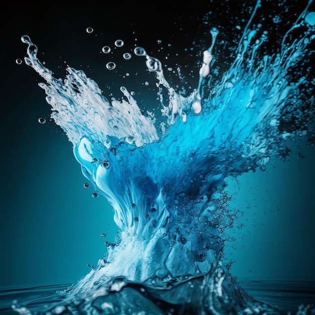 Pure blue water splash Digital generated realistic illustration