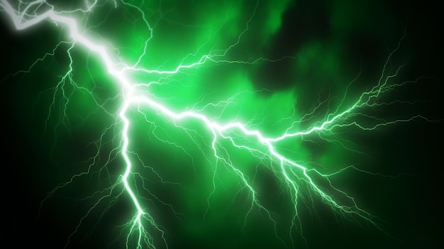 Pure energy and electricity with green powerful bolts power background