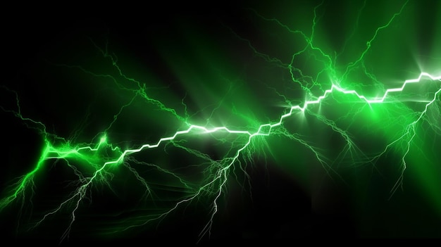 Pure energy and electricity with green powerful bolts power background