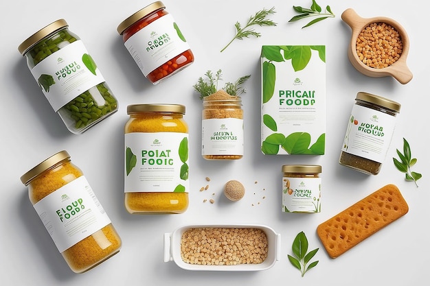 Pure Fresh Organic Food Packaging Mockup with White Background