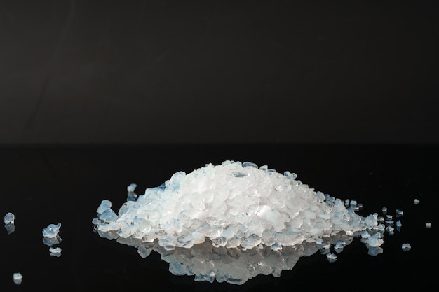 Pure silica gel crystals on black background