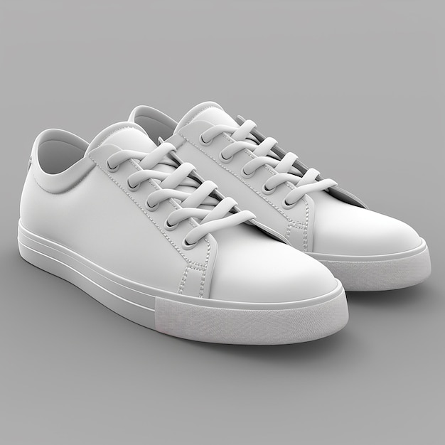 Pure White Low Top Sneakers with Round Toes and Laces