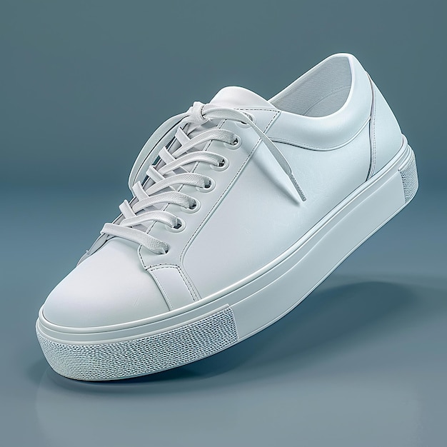 Pure White Low Top Sneakers with Round Toes and Laces