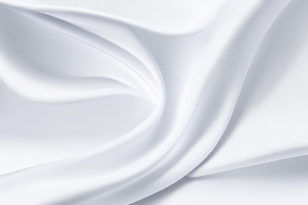 Pure white satin cloth with crease waves and silky drape fabric pattern wallpaper background