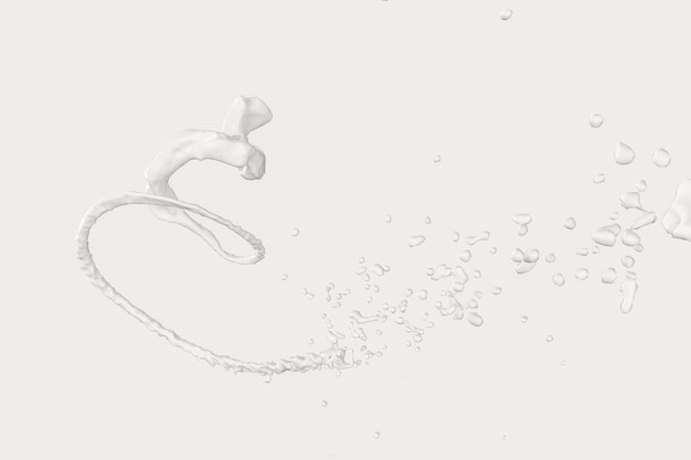 Purity splashing milk with creative shapes 3d rendering