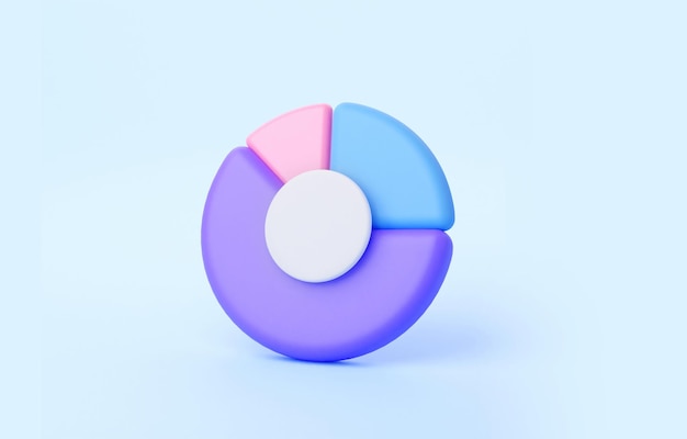 Purple 3d pie chart with round empty space for your number 3d rendering illustrator