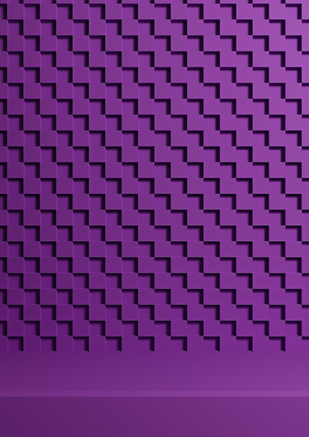 Purple 3D simple minimal product display background side view on checkered crisscross pattern