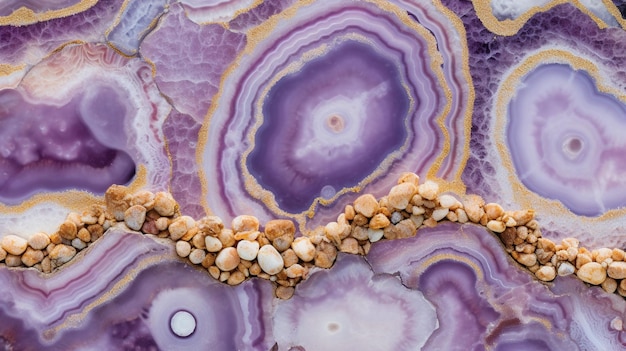 A purple agate with a small bead in the center.