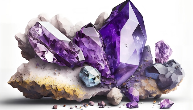 A purple amethyst and a few other gemstones