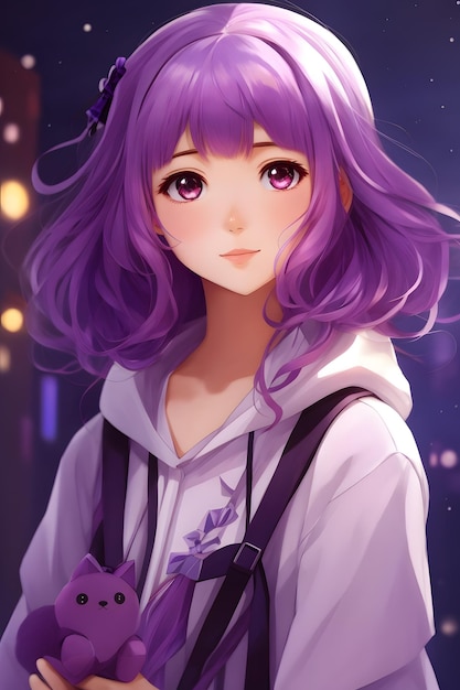 Purple Anime Girl Purple Hair Anime Girl Anime Wallpaper Anime Girl AI Generative