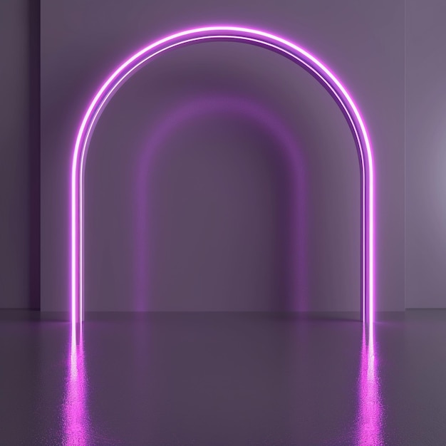 a purple arch with lights on it that is lit up