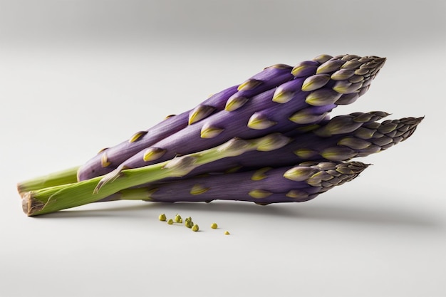 Purple asparagus on white background created with generative AI